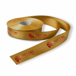 Fita de Cetim Personalizada Dourada - Rolo de 50m